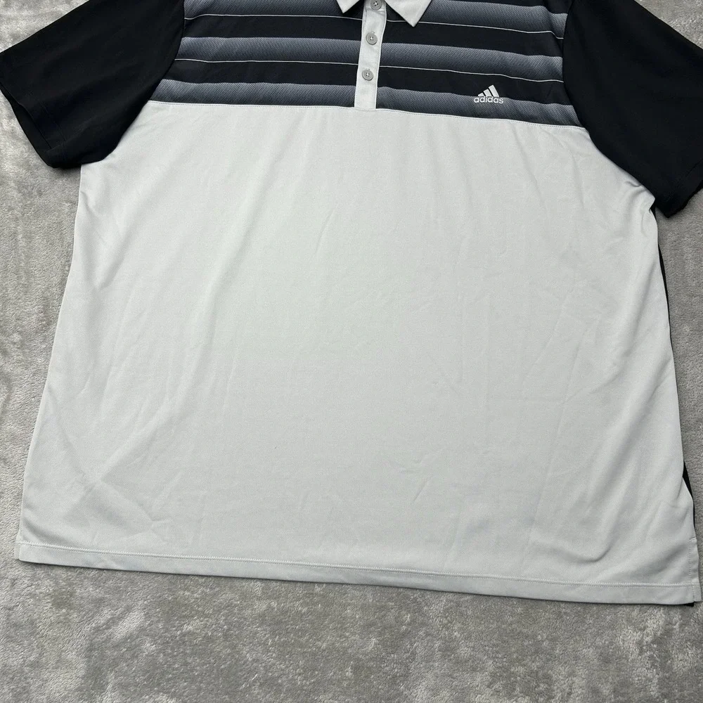 ADIDAS Polo Shirt Mens 2XL Golf Performance Sport Stretch Casual Black Gray